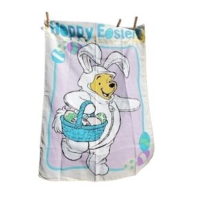 Vtg Disney Winnie the Pooh Hoppy Easter Large yard Flag